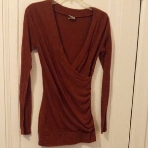 Rust Long Sleeve Wrap Top small, Vanity